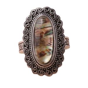 Vintage Antique Style Silver and Earthtones Stone Ring